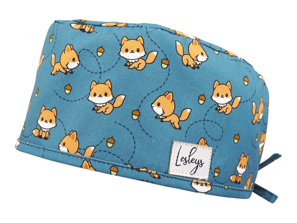 Slim OP-Haube Cute Fox - Stoffhaube für kurzes Haar