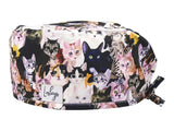 Slim OP-Haube Aquarell Katzen - Stoffhaube für kurzes Haar