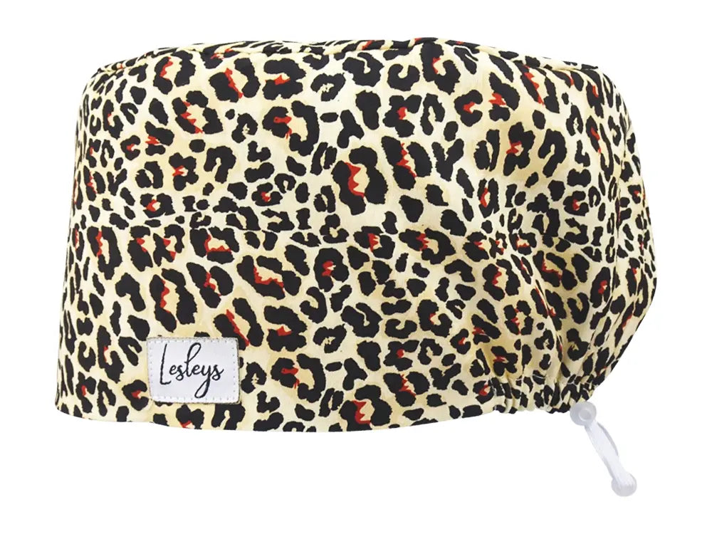 Komfort OP Haube Leopard - OP-Haube aus Stoff für lange Haare