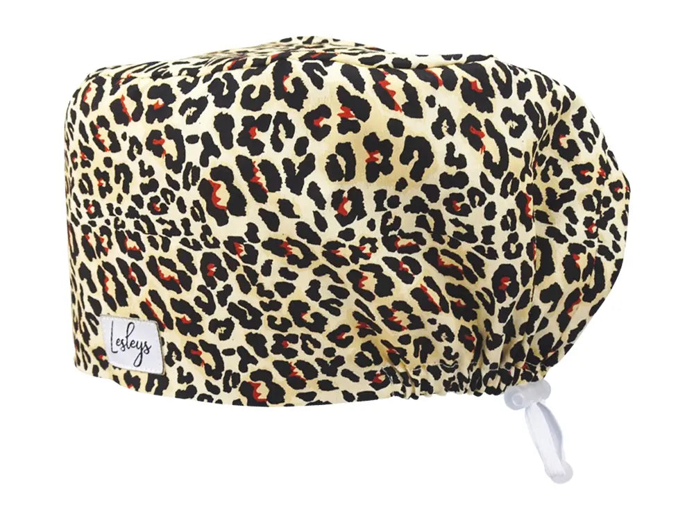 Komfort OP Haube Leopard - OP-Haube aus Stoff für lange Haare