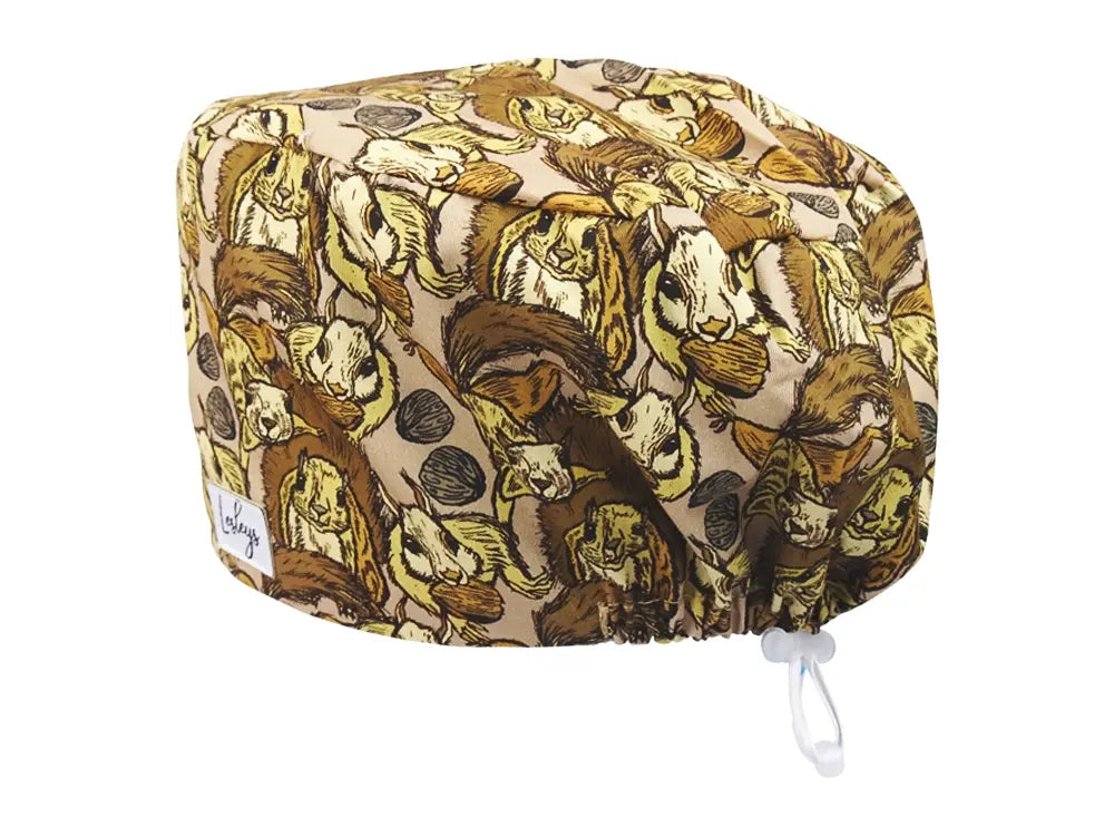Komfort OP Haube Eichhörnchen - OP-Haube aus Stoff für lange Haare