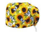 Komfort OP Haube Sonnenblumen - OP-Haube aus Stoff für lange Haare