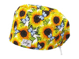 Komfort OP Haube Sonnenblumen - OP-Haube aus Stoff für lange Haare