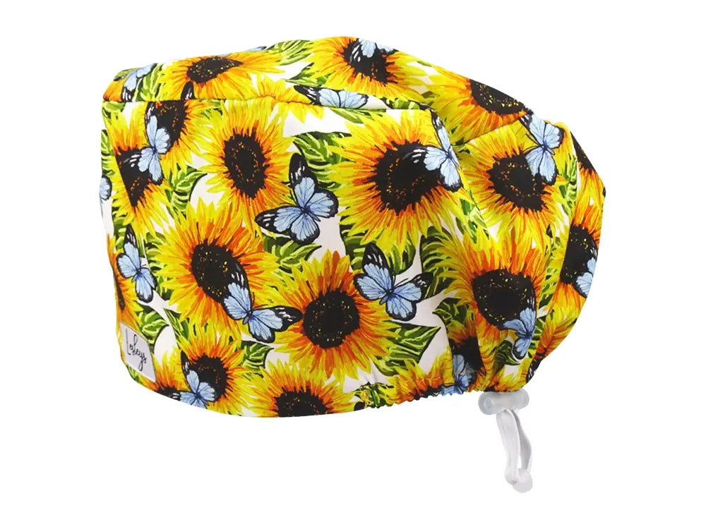 Komfort OP Haube Sonnenblumen - OP-Haube aus Stoff für lange Haare