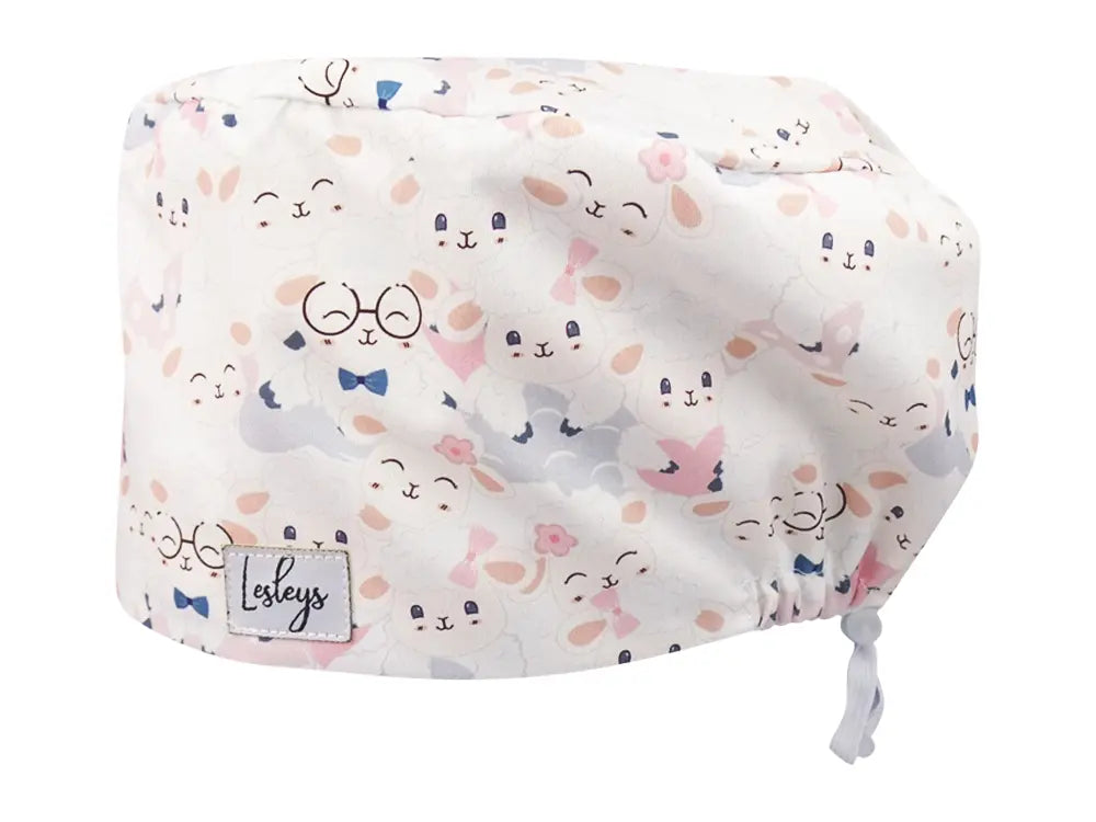 Komfort OP Haube Happy Sheeps - OP-Haube aus Stoff für lange Haare