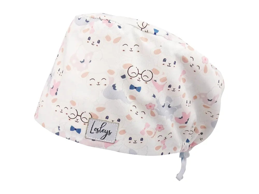 Komfort OP Haube Happy Sheeps - OP-Haube aus Stoff für lange Haare