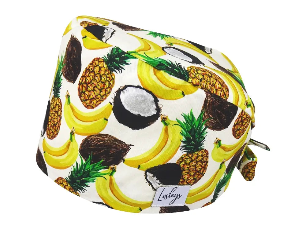 Bandana OP-Haube Tropenfrüchte - Bunte OP-Mütze für die Zahnarztpraxis