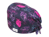 Bandana OP-Haube Neon Herzen - Bunte OP-Mütze für die Zahnarztpraxis