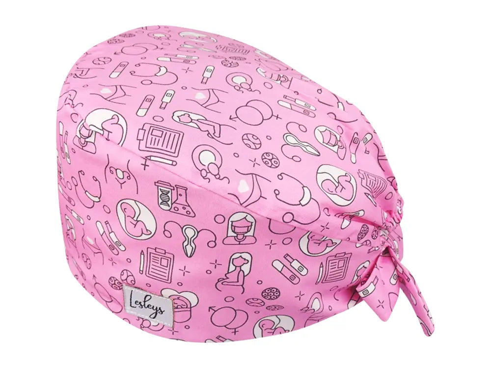 Bandana OP-Haube Geburtshilfe Rosa - Bunte OP-Mütze für die Zahnarztpraxis