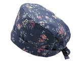 Lesleys OP-Haube für lange Haare Herzblume Blau - Stoff OP-Haube aus 100% Baumwolle