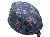 Lesleys OP-Haube für lange Haare Herzblume Blau - Stoff OP-Haube aus 100% Baumwolle