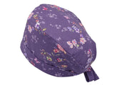 Lesleys OP-Haube für lange Haare Herzblume Lila - Stoff OP-Haube aus 100% Baumwolle
