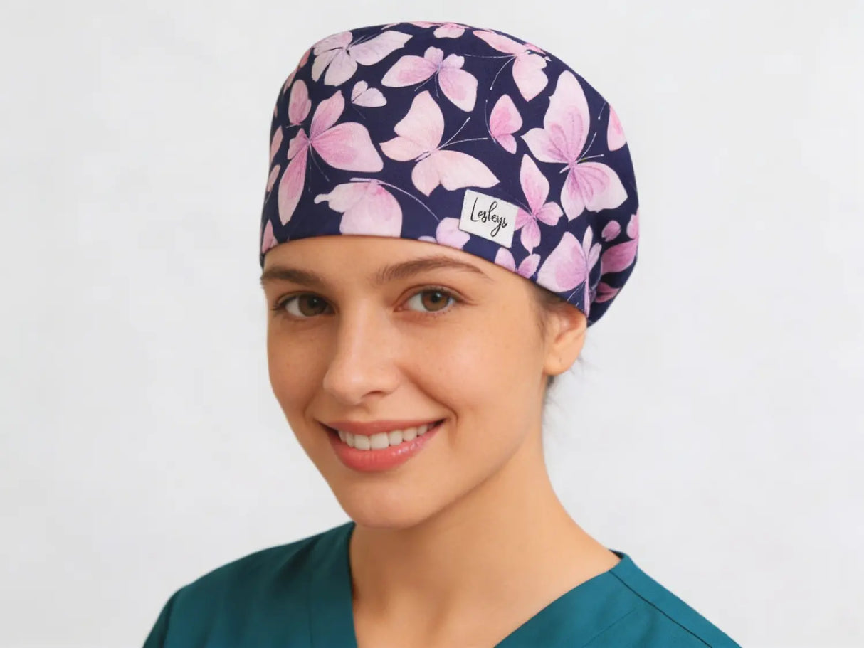 OP-Haube Rosa Schmetterlinge - Komfort