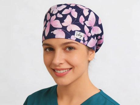 OP-Haube Rosa Schmetterlinge - Komfort