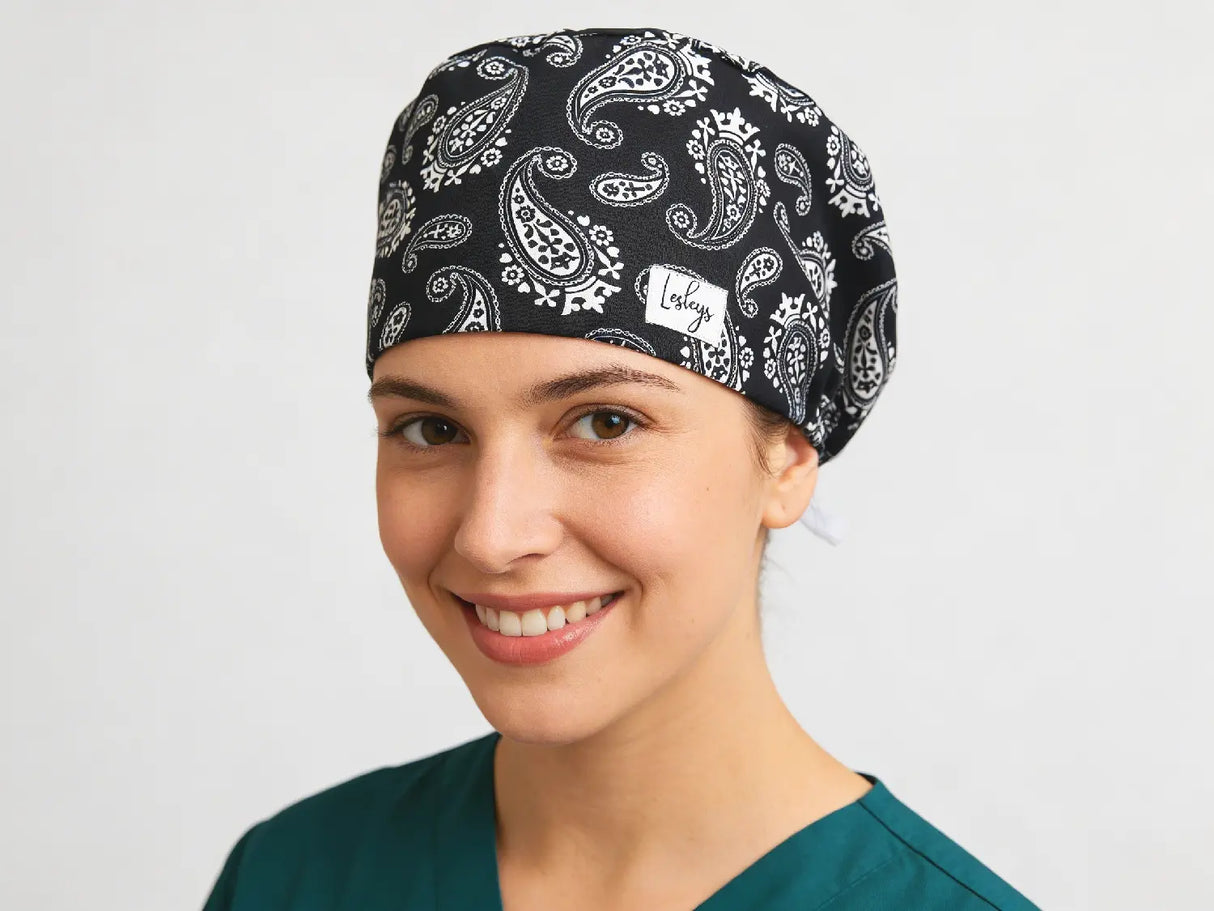 OP-Haube Schwarzes Paisley - Komfort