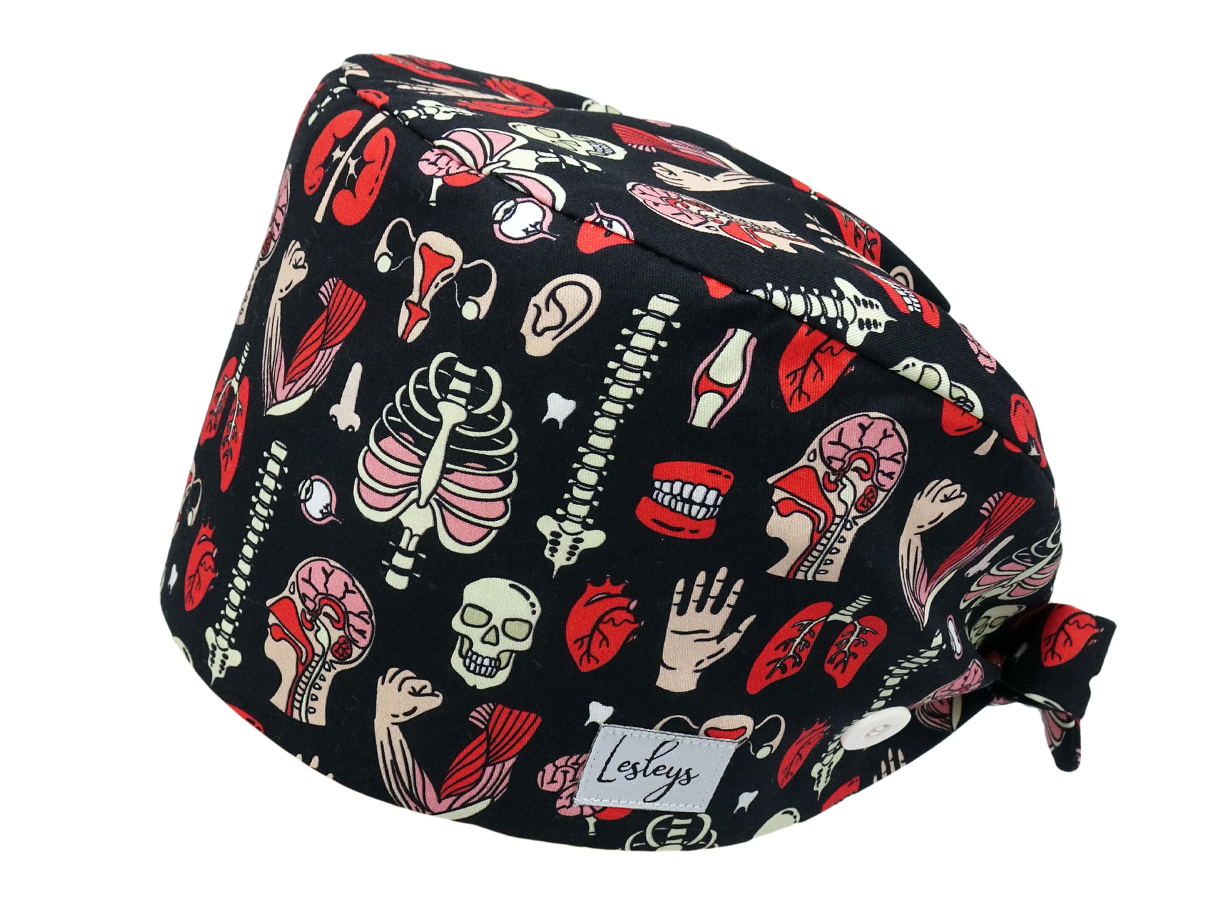 Bandana OP-Haube Anatomie Knoepfe Stoff OP-Haube aus Baumwolle fuer kurzes Haar