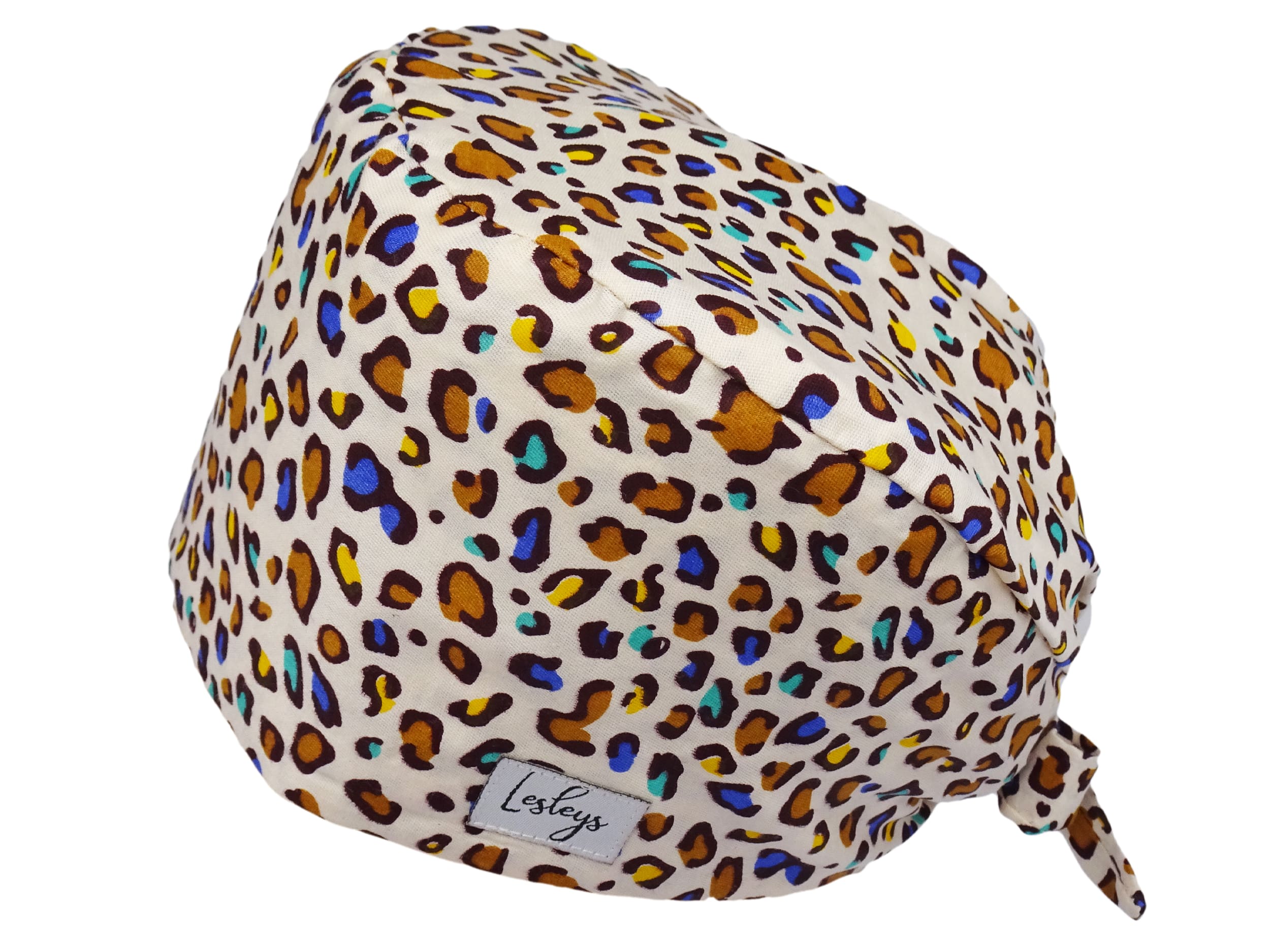 Bandana Stoff OP-Haube Bunter Leopard für kurze Haare aus Baumwolle - Lesleys