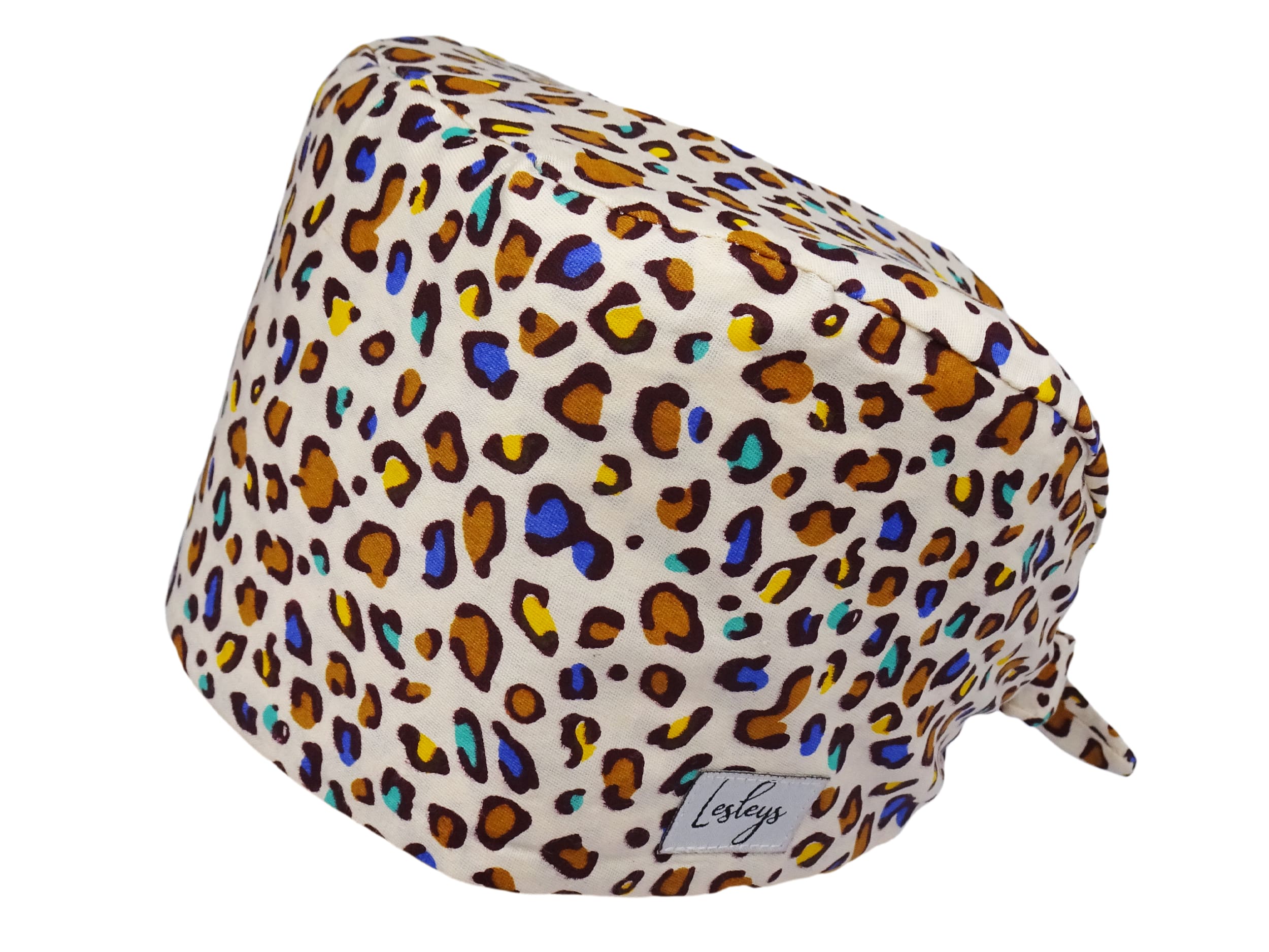 Bandana Stoff OP-Haube Bunter Leopard für kurze Haare aus Baumwolle - Lesleys