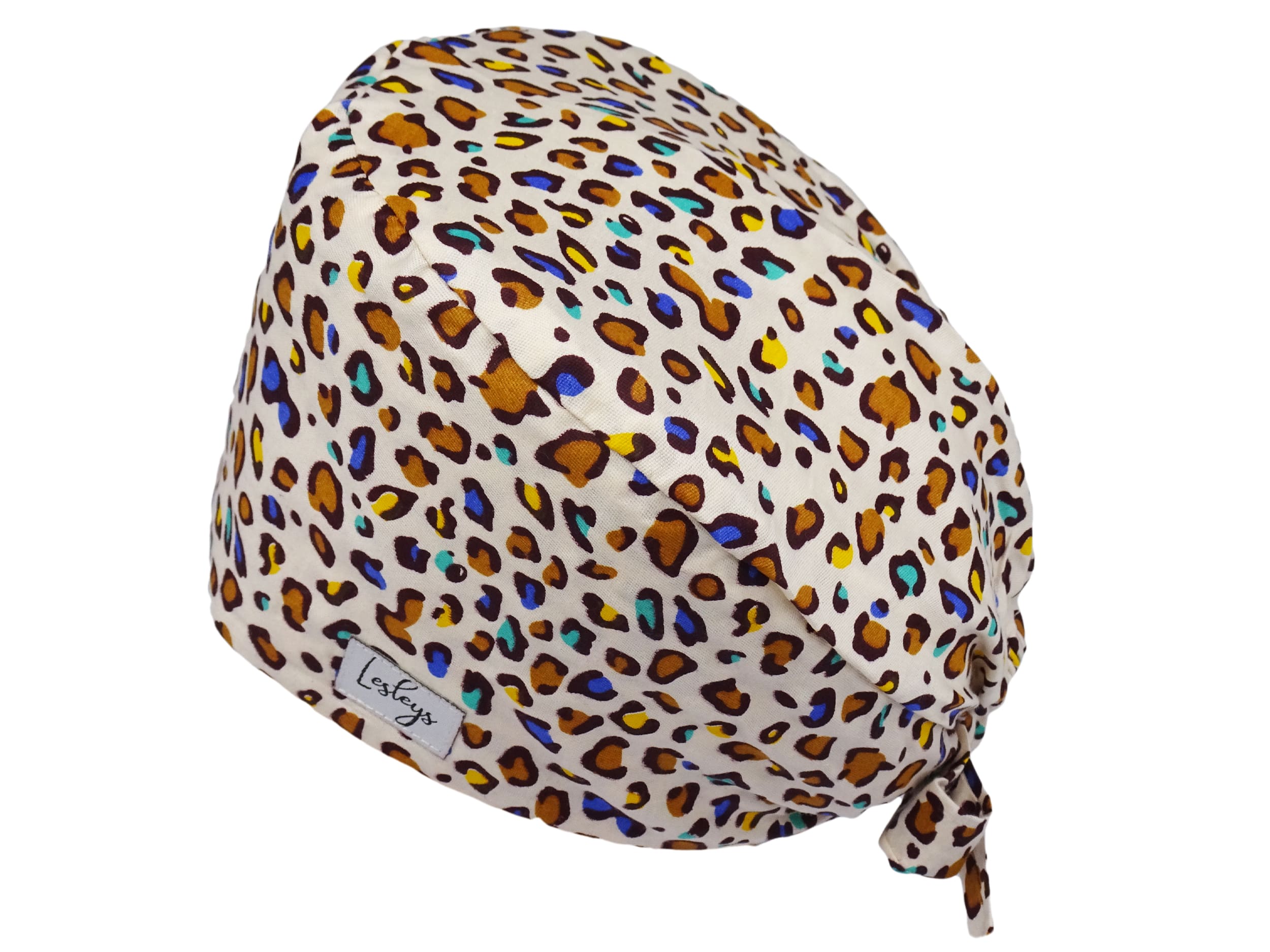 Bandana Stoff OP-Haube Bunter Leopard für kurze Haare aus Baumwolle - Lesleys