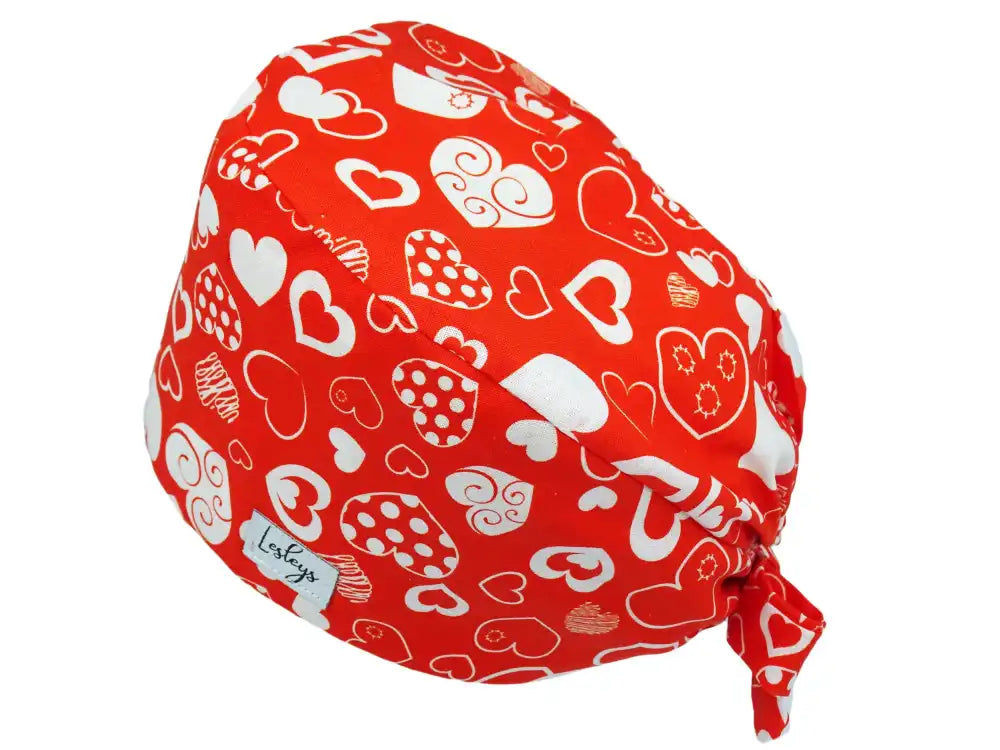 Bandana Stoff OP-Haube Red Valentine für kurze Haare aus Baumwolle - Lesleys