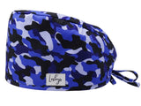 Stoff OP-Haube aus Baumwolle Ocean Camo. Auch für Lange Haare mit Zahnarzt Motiv