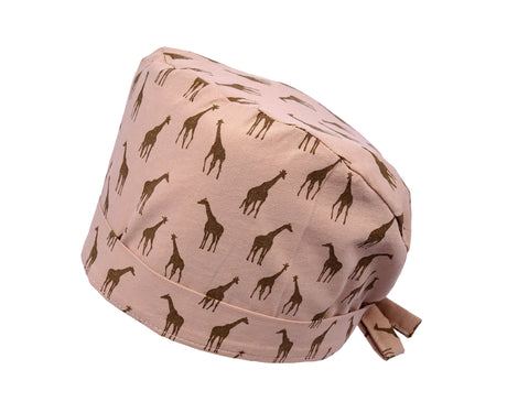 Lesleys OP-Haube für lange Haare Giraffen - Stoff OP-Haube aus 100% Baumwolle