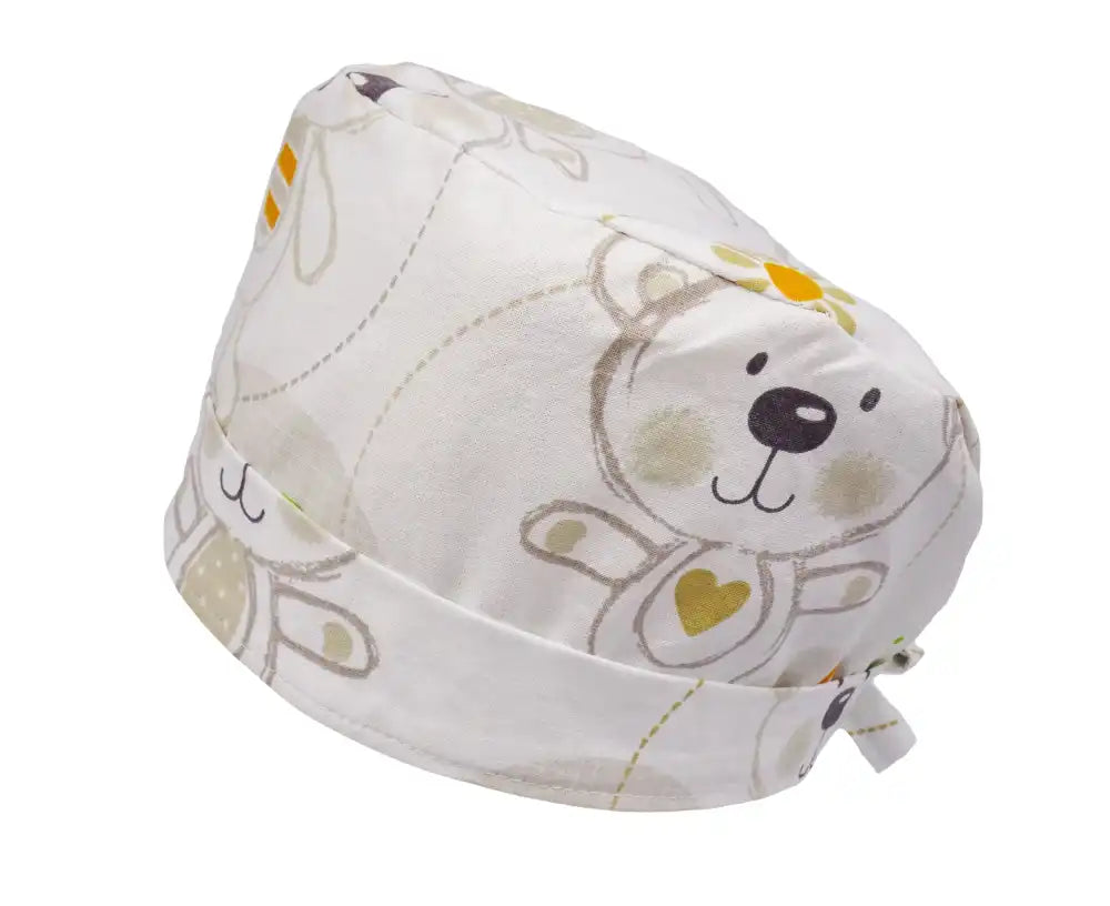 Lesleys OP-Haube für lange Haare Teddybär - Stoff OP-Haube aus 100% Baumwolle