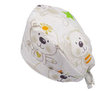 Lesleys OP-Haube für lange Haare Teddybär - Stoff OP-Haube aus 100% Baumwolle