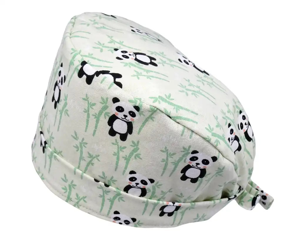 Lesleys OP-Haube für lange Haare Pandabär - Stoff OP-Haube aus 100% Baumwolle