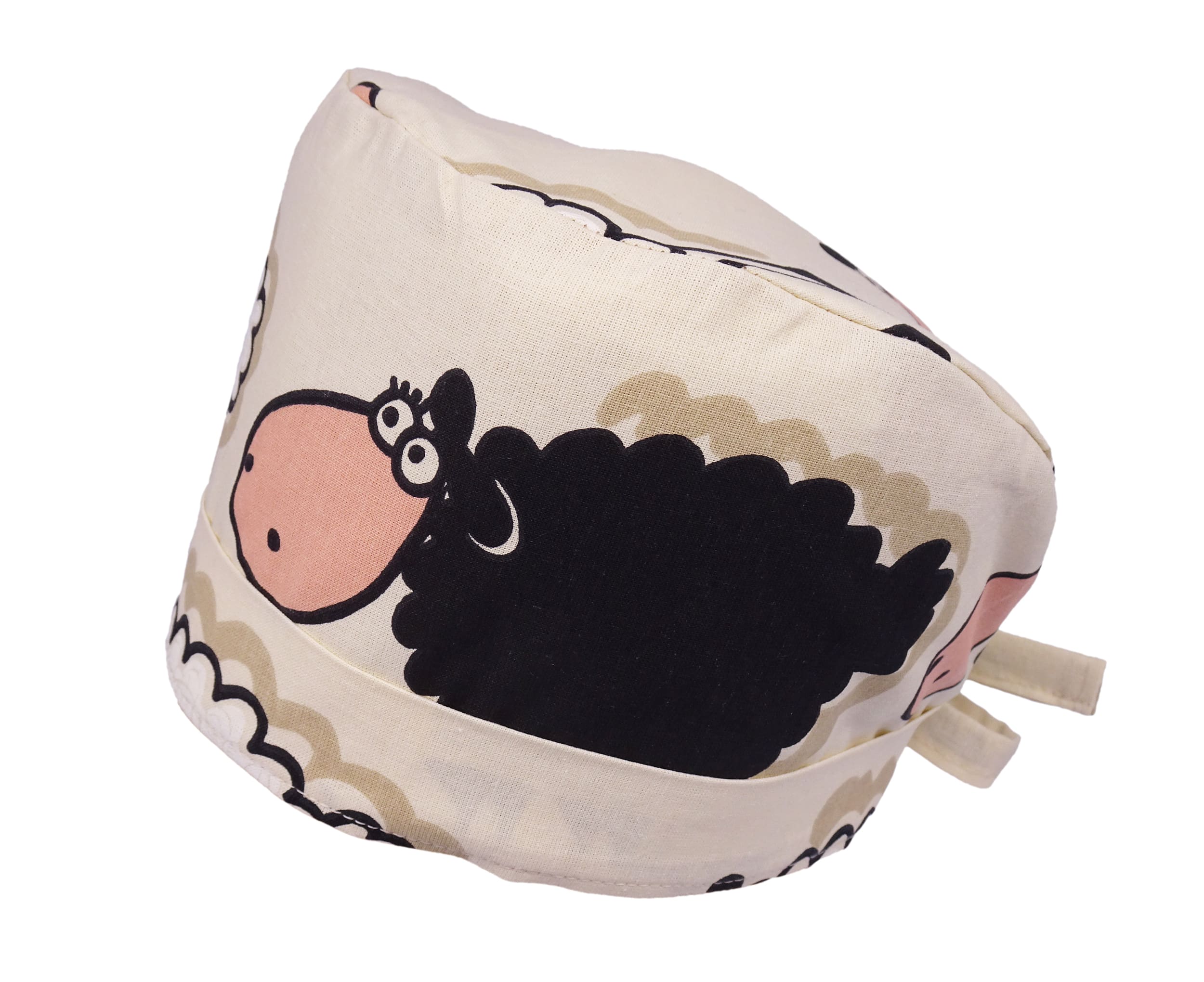 Lesleys OP-Haube für lange Haare Sheeps - Stoff OP-Haube aus 100% Baumwolle