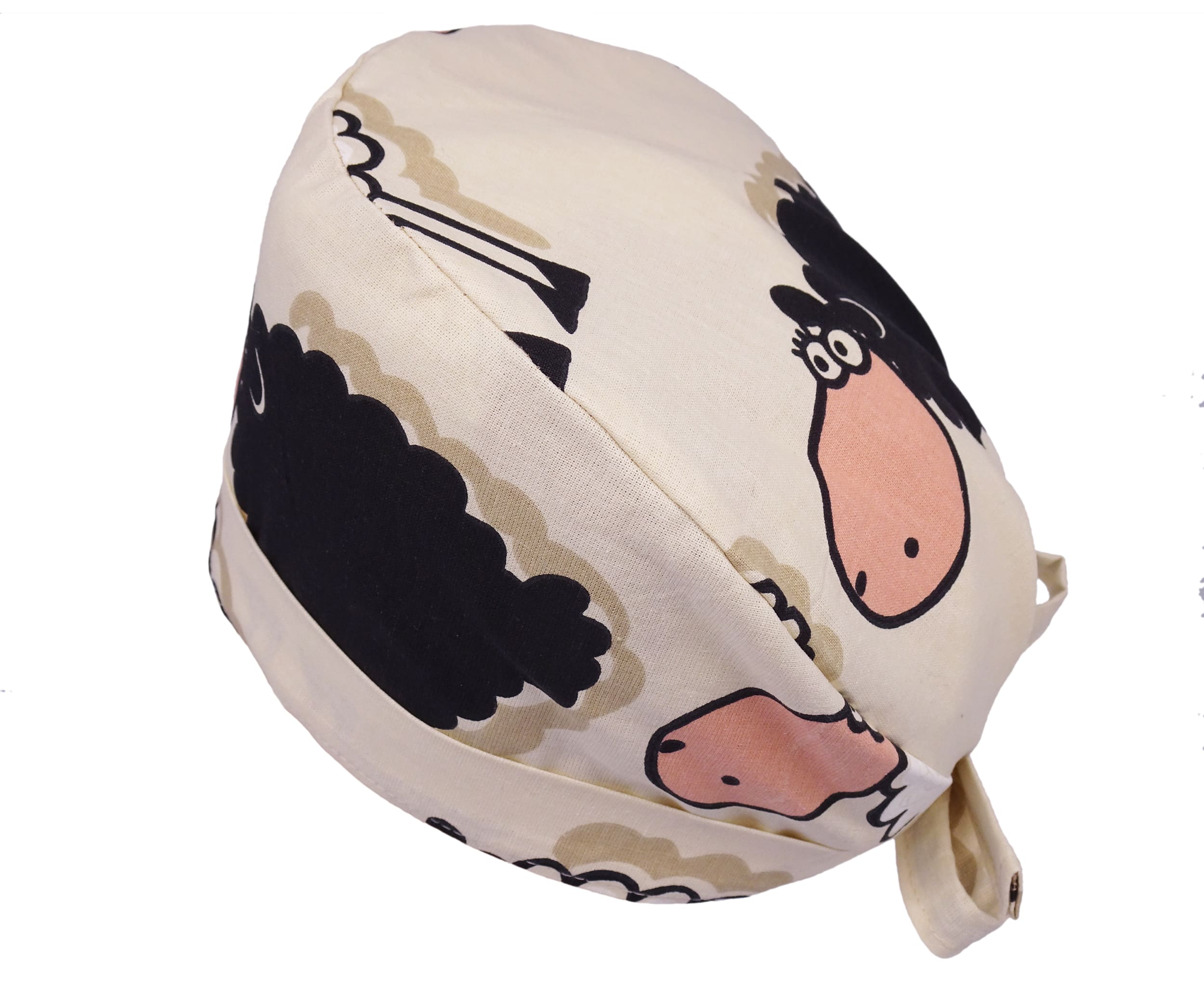 Lesleys OP-Haube für lange Haare Sheeps - Stoff OP-Haube aus 100% Baumwolle