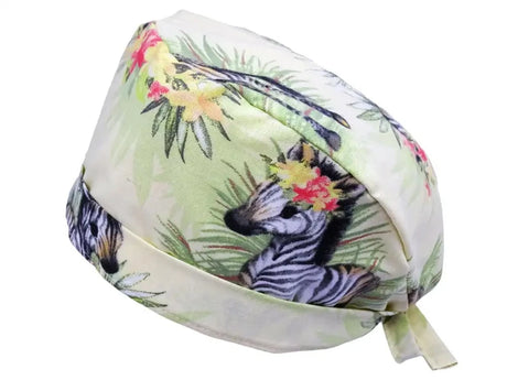 Anpassbare OP-Haube Kleines Zebra fuer lange Haare aus Baumwolle