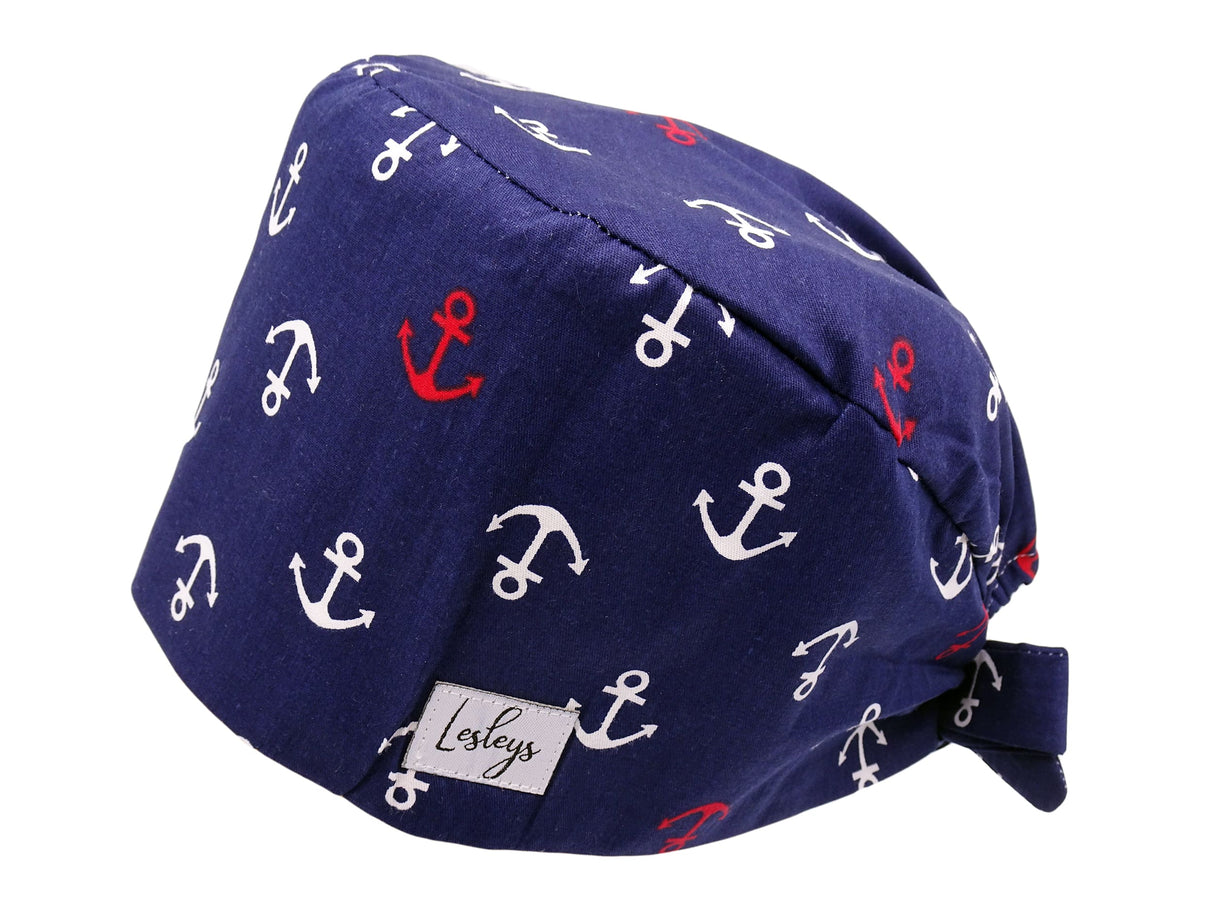 Bandana Stoff OP-Haube Anker für kurze Haare aus Baumwolle - Lesleys