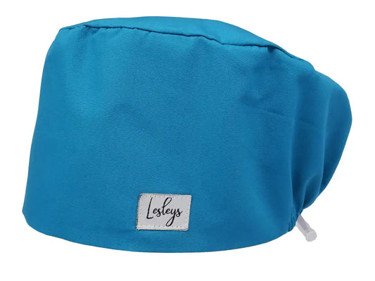 Komfort Stoff OP-Haube Blautopas für lange Haare aus Baumwolle - Lesleys