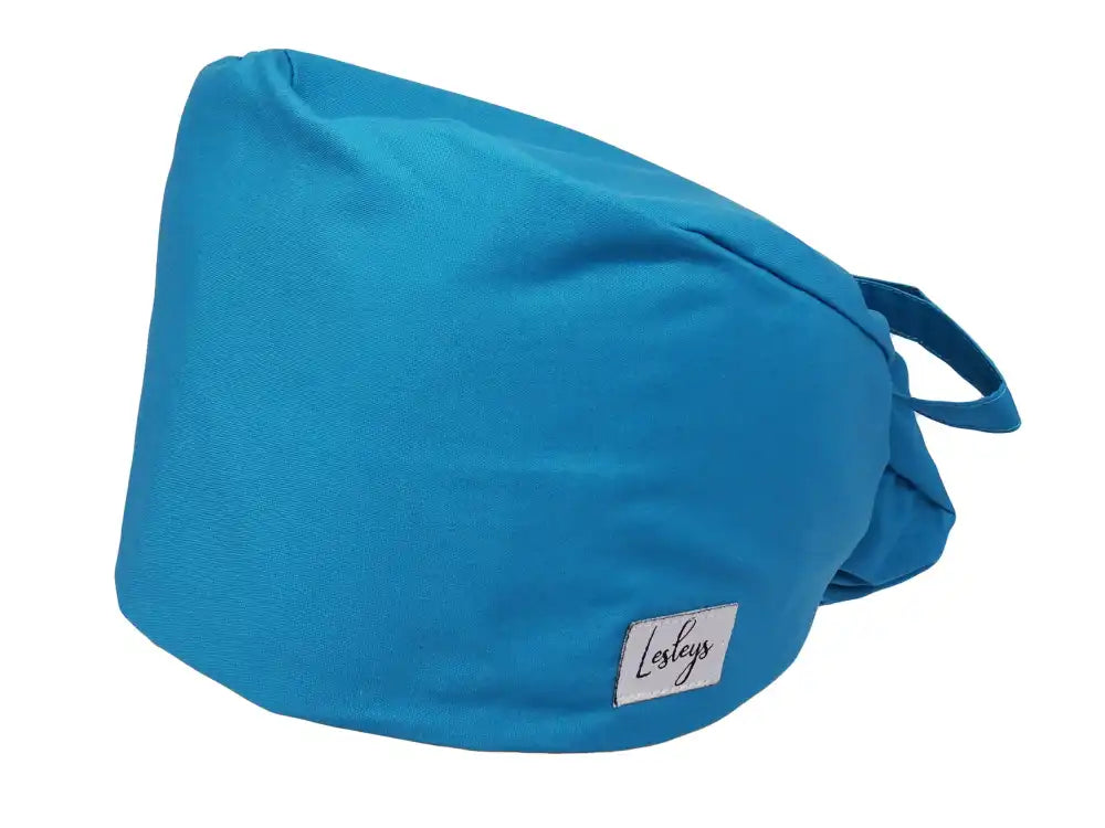 Ponytail Stoff OP-Haube Blautopas für lange Haare aus Baumwolle - Lesleys