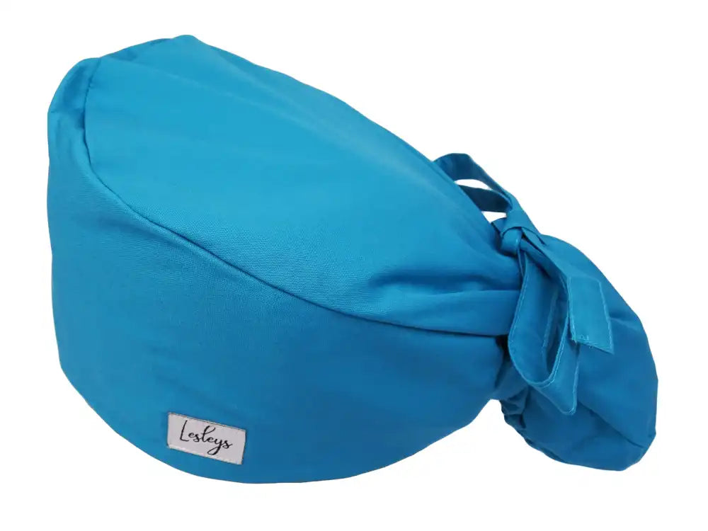 Ponytail Stoff OP-Haube Blautopas für lange Haare aus Baumwolle - Lesleys