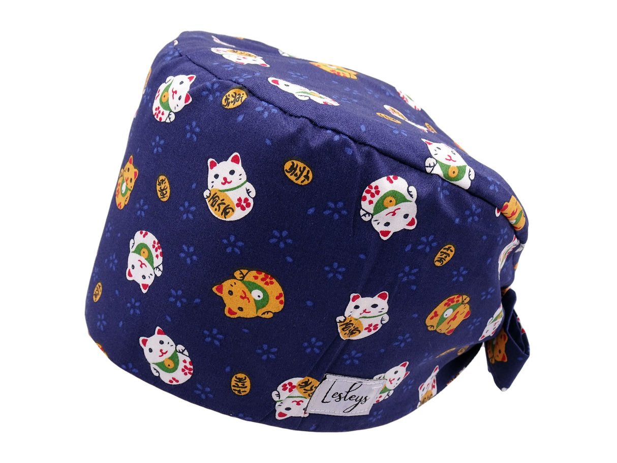 Bandana Stoff OP-Haube Winkekatze für kurze Haare aus Baumwolle - Lesleys