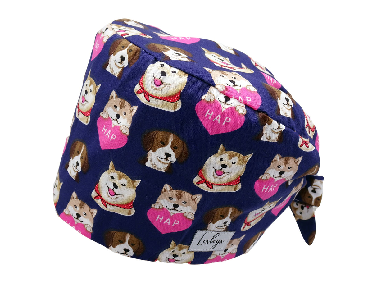 Bandana Stoff OP-Haube Happy Dogs für kurze Haare aus Baumwolle - Lesleys