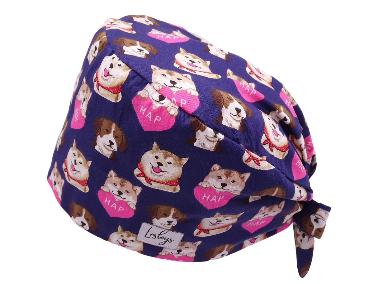 Bandana Stoff OP-Haube Happy Dogs für kurze Haare aus Baumwolle - Lesleys