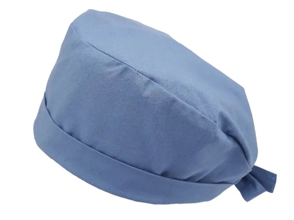 Lesleys OP-Haube für lange Haare Zirkonblau - Stoff OP-Haube aus 100% Baumwolle