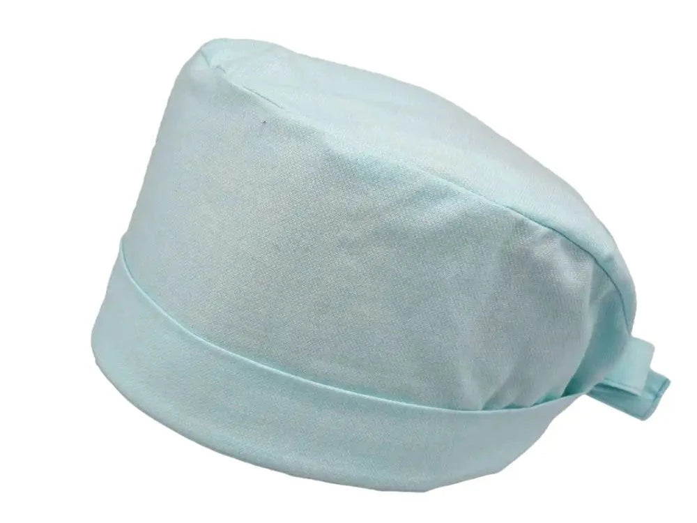 Lesleys OP-Haube für lange Haare Melange Hellblau - Stoff OP-Haube aus 100% Baumwolle