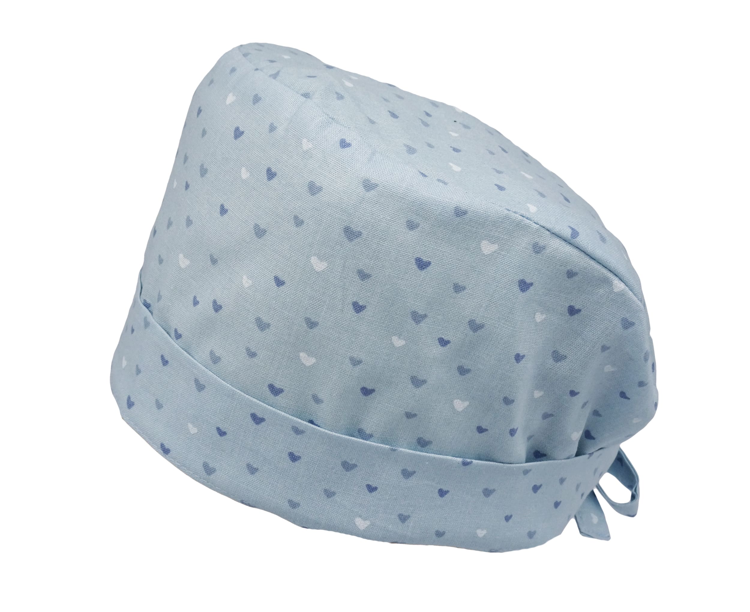 Lesleys OP-Haube für lange Haare Mini Herzchen Blau - Stoff OP-Haube aus 100% Baumwolle