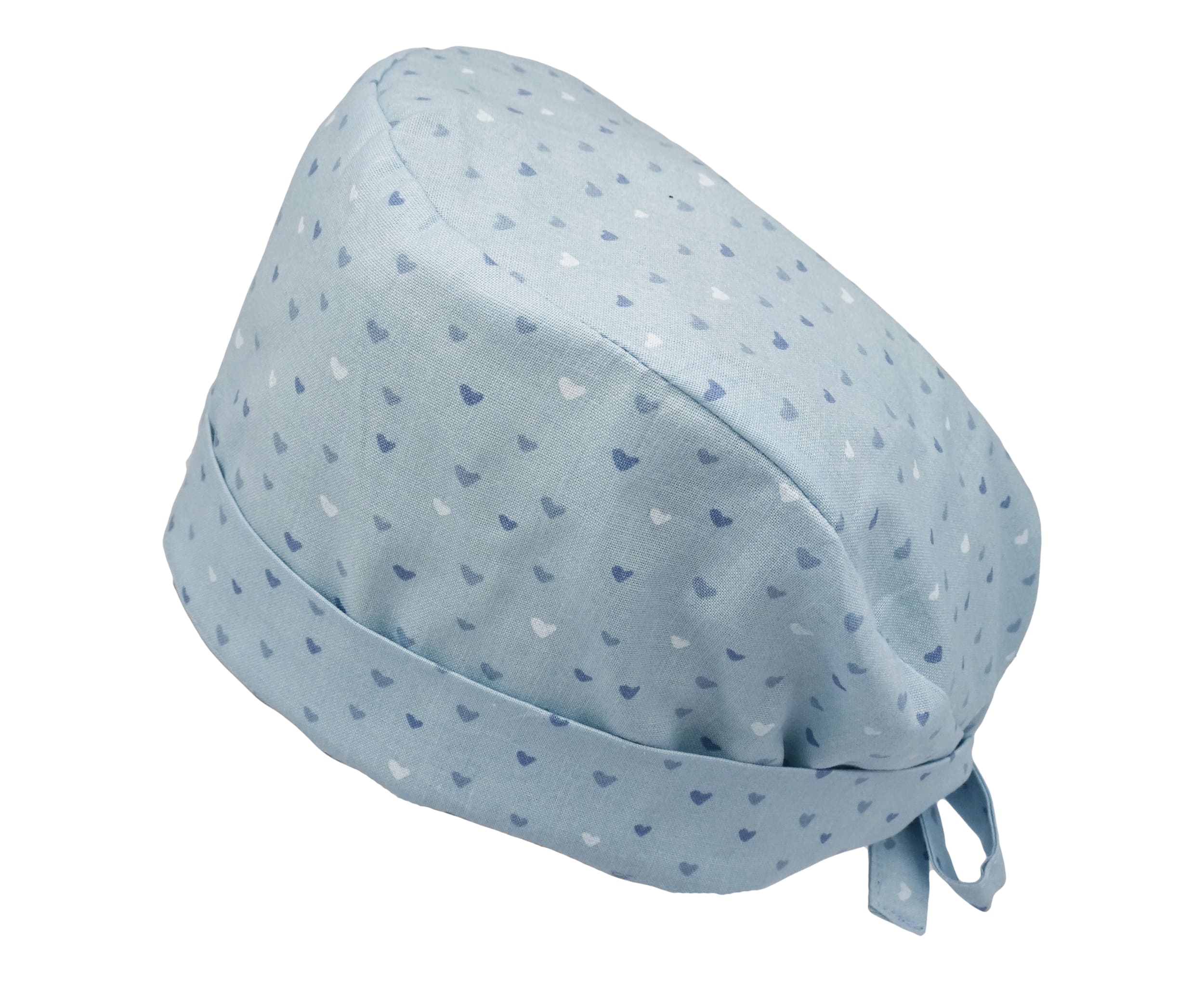 Lesleys OP-Haube für lange Haare Mini Herzchen Blau - Stoff OP-Haube aus 100% Baumwolle