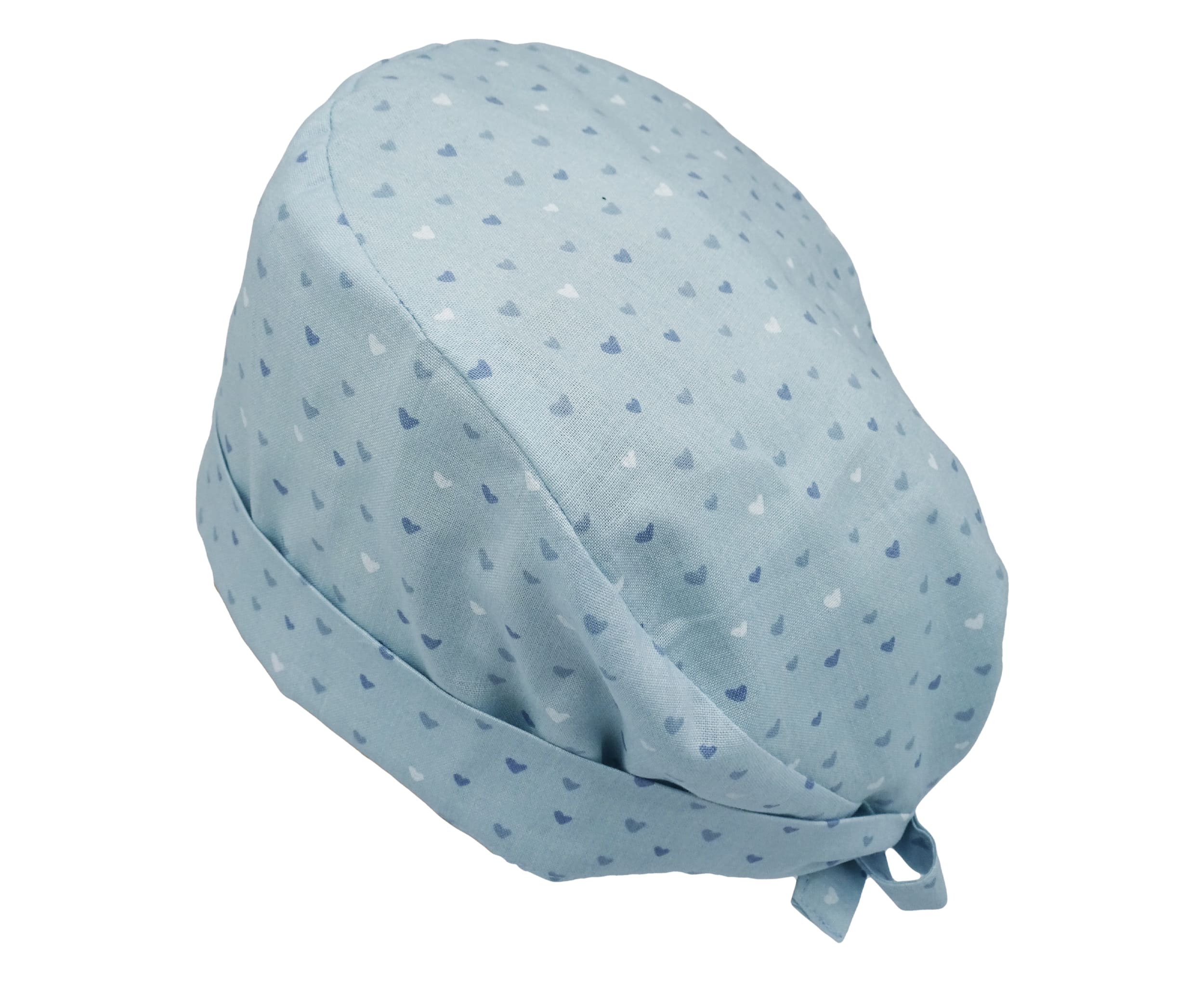 Lesleys OP-Haube für lange Haare Mini Herzchen Blau - Stoff OP-Haube aus 100% Baumwolle