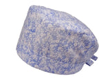 Lesleys OP-Haube für lange Haare Pastellrosen Blau - Stoff OP-Haube aus 100% Baumwolle