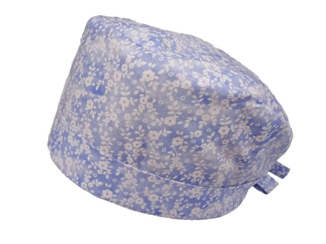 Lesleys OP-Haube für lange Haare Pastellrosen Blau - Stoff OP-Haube aus 100% Baumwolle