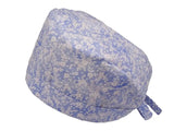 Lesleys OP-Haube für lange Haare Pastellrosen Blau - Stoff OP-Haube aus 100% Baumwolle