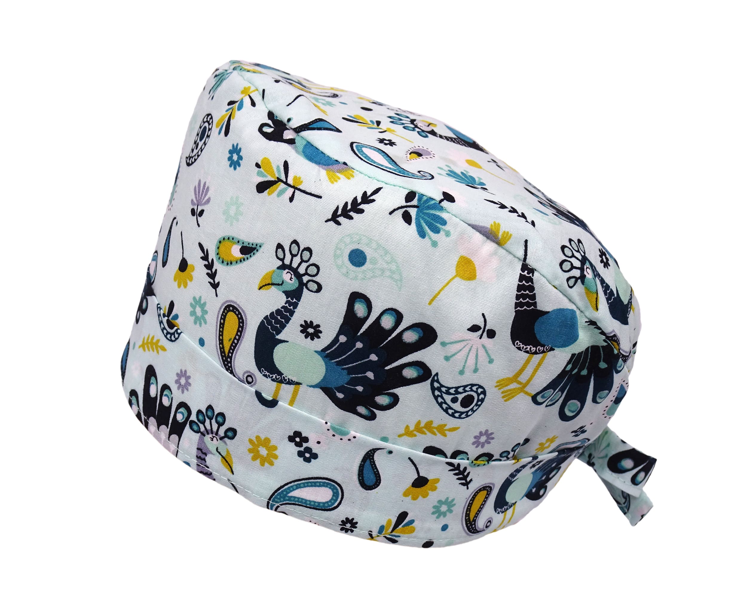 Lesleys OP-Haube für lange Haare Pfau Mint - Stoff OP-Haube aus 100% Baumwolle