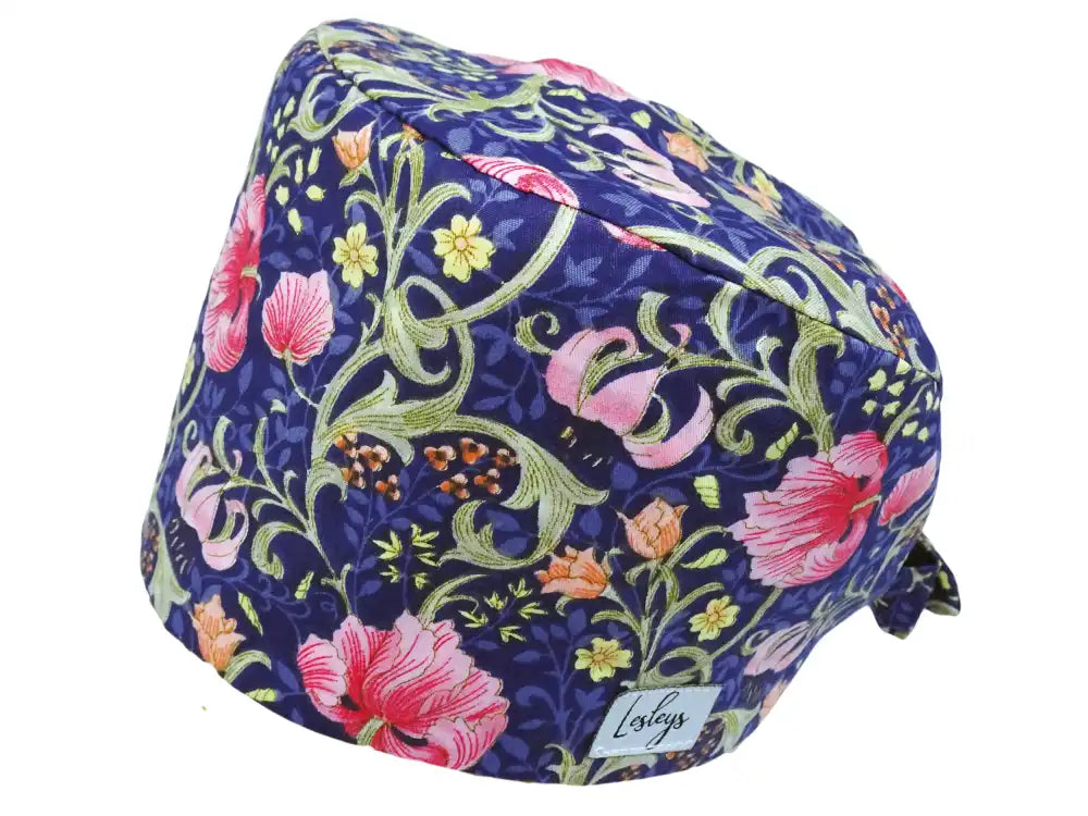 Bandana Stoff OP-Haube Ranken Blau für kurze Haare aus Baumwolle - Lesleys