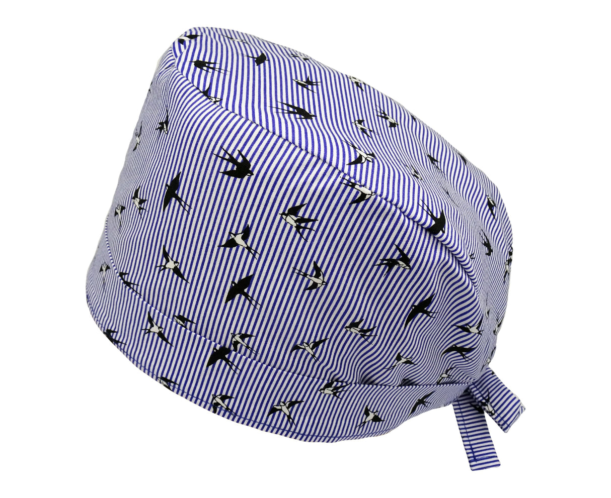 Lesleys OP-Haube für lange Haare Schwalbe - Stoff OP-Haube aus 100% Baumwolle